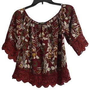 Day G Floral Burgundy Blouse